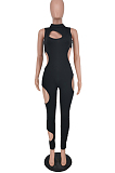 Fashion Sexy  Pure Color Hole Jumpsuits PU6066
