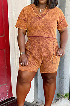 Euramerican V Neck Print Have Pocket Loose Jumpsuits HY5223 