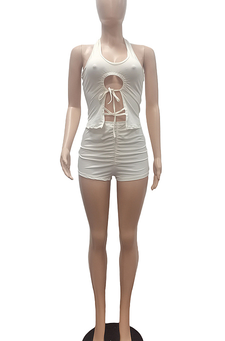 Euramerican Sexy Hang A Neck Bind Fold Pants Two-Piece NYF8061