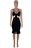 Pure Color Condole Belt Mini Dress KXL833