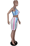 Euramerican Fashion Stripe Print Sleeveless Vest Two-Piece TZ195