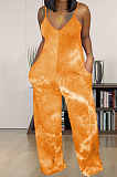 Fashion Sexy Tie Dye Print Sling Wide Leg Jumpsuits TZ1191 