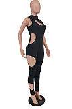 Fashion Sexy  Pure Color Hole Jumpsuits PU6066