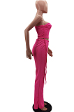 Fashion Sexy Chest Warp Shirred Detail Casual Sets HHM6525