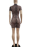 Sexy Net Yarn Printing Sand Beach Short Sleeve Mini Dress JP1040