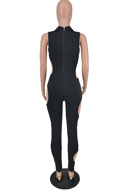 Fashion Sexy  Pure Color Hole Jumpsuits PU6066