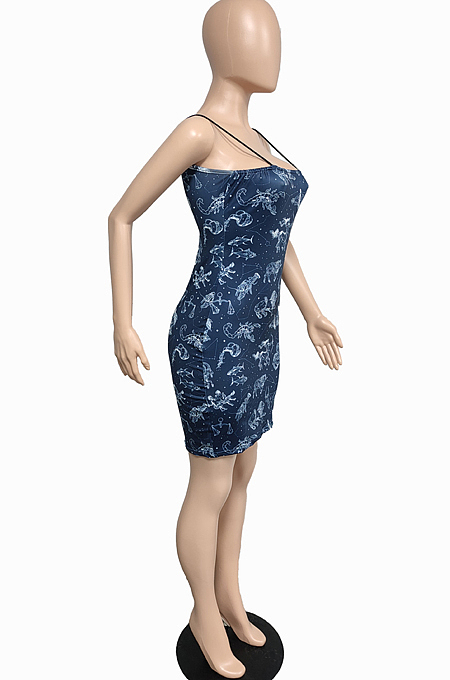 Fashion The Zodiac Print Sling Mini Dress JG011 