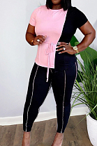 Euramrican Pure Color Spliced Fashion Casusl Two-Piece HHM6523 