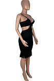 Pure Color Condole Belt Mini Dress KXL833