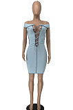 Sexy Half Open Collar Bind Pit Bar A Word Shoulder Cultivate One's Morality Mini Dress BE8036