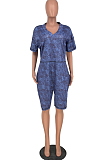 Euramerican V Neck Print Have Pocket Loose Jumpsuits HY5223 
