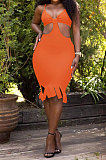 Pure Color Condole Belt Mini Dress KXL833