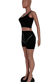Sexy Cultivate One's Morality Knit Spliced Vest Shorts Pure Color Casual Two-Pieces HM5472