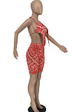 Sexy Halter Neck Backless Printing Shorts Sets BE8029