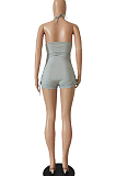 Fashion Sexy Hang A Neck Drawsting Fold Dress NYF8055