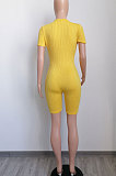 Yoga Short Sleeve Zipper Casual Sport Romper Shorts LML226