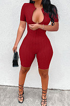 Yoga Short Sleeve Zipper Casual Sport Romper Shorts LML226