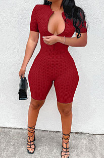 Yoga Short Sleeve Zipper Casual Sport Romper Shorts LML226
