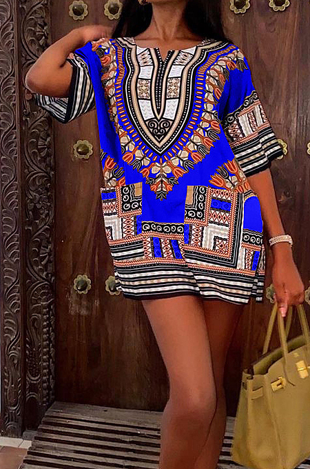 Fashion Casual Summer African Totem Dress W8389 