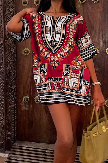 Fashion Casual Summer African Totem Dress W8389 