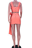 Backless Condole Belt Cross Zipper Casual Skirts Sets JZH8059