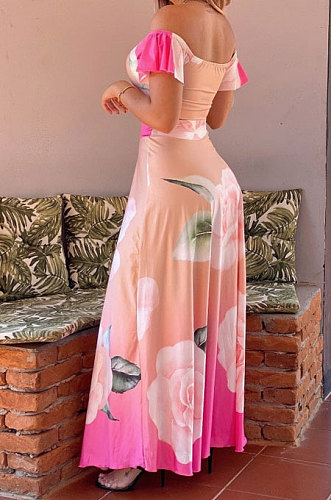 Euramerican Women Hurnt Flower Skirts Sets JZH8048