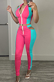 Fashion Spliced Zipper Sports Two-Piece F8361