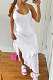 Pure Color Flounce Shirred Detail Midi Dress NK245