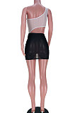 Net Yarn Irregularity Mini Dress JZH8052