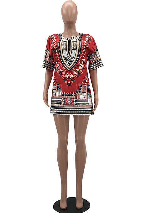 Fashion Casual Summer African Totem Dress W8389 