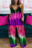 Casual Summer Tie-Dye Print Deep V-Neck Halter Jumpsuits SFM0257-1