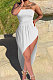 Trendy Sexy Bandeau Bra Loose Pure Color Mini Dress GHH041