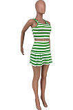 Casual Stripe Cultivate One's Morality Sports Vest Culottes Sets CYY007