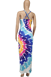 Euramerican Positioning Print Sling Open Fork Long Dress SDE2119
