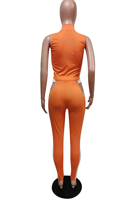 Fashion Spliced Zipper Sports Two-Piece F8361