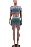 Sexy Casual Gradient Color Net Yarn Two-Pieces MQX2353