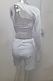 One Shoulder Sexy Hollow Sport Long Sleeve Shorts Sets SFM0258