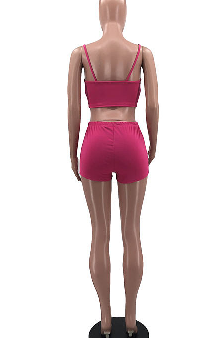 Pure Color Bind Condole Belt Backless Shorts Sets MQX2352