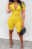 Yoga Short Sleeve Zipper Casual Sport Romper Shorts LML226