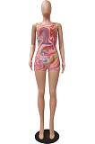 Fashion Print Cultivate One's Morality Casual Zipper Jumpsuits CM2137