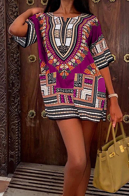 Fashion Casual Summer African Totem Dress W8389 