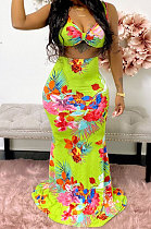 Euramerican Women Chest Wrap Condole Belt Skirts Sets JZH8058