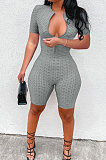 Yoga Short Sleeve Zipper Casual Sport Romper Shorts LML226