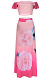 Euramerican Women Hurnt Flower Skirts Sets JZH8048