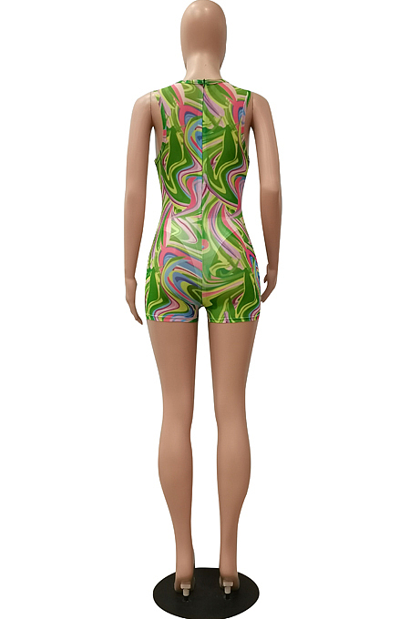Fashion Print Cultivate One's Morality Casual Zipper Jumpsuits CM2137