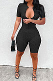 Yoga Short Sleeve Zipper Casual Sport Romper Shorts LML226