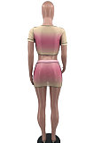 Sexy Casual Gradient Color Net Yarn Two-Pieces MQX2353