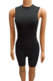 Trendy Sexy Pit Bar Pure Color Cultivate One's Morality Sleeveless Romper Shorts FA7180