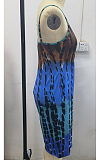 Loose Casual Straps Deep V-Neck Tie-Dye Print Shorts Jumpsuit SFM0271-1