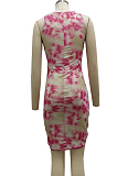 Night Club Fashion Stretch Net Yarn Print Sexy Dress SMR10076 